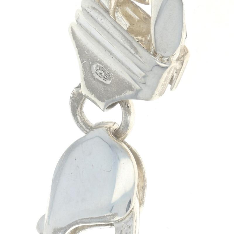 Sterling Silver Diamond Cut Curb Chain Men's Bracelet 7 3/4