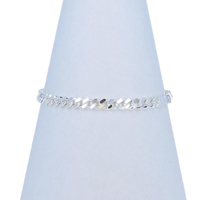 Women's Sterling Silver Diamond Cut Curb Chain Men's Bracelet 8 1/2