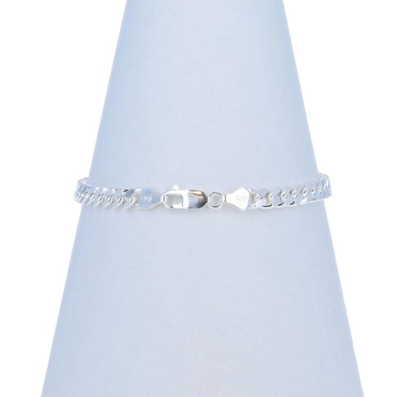 Sterling Silver Diamond Cut Curb Chain Men's Bracelet 8 1/2