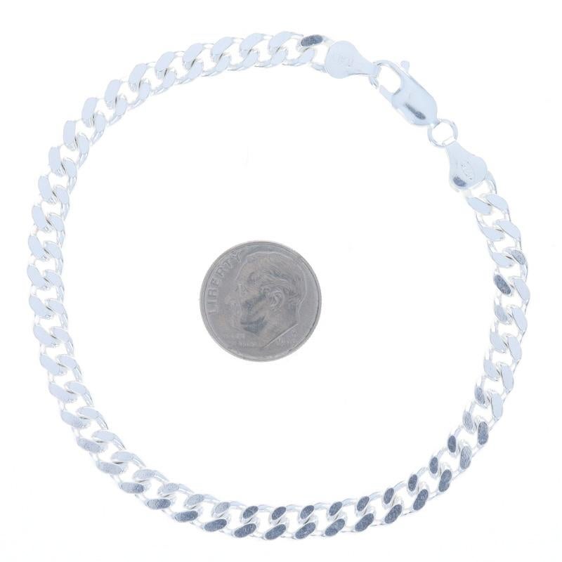 Sterling Silver Diamond Cut Curb Chain Men's Bracelet 8 1/2