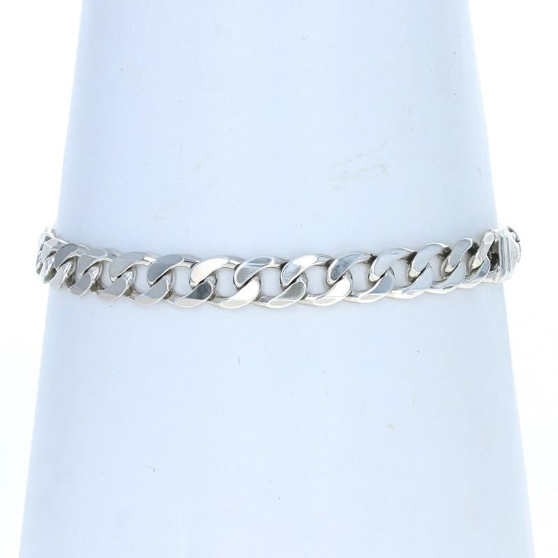 Women's Sterling Silver Diamond Cut Curb Chain Men's Bracelet 9
