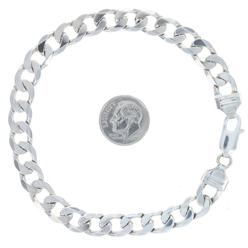 Sterling Silver Diamond Cut Curb Chain Men's Bracelet 9