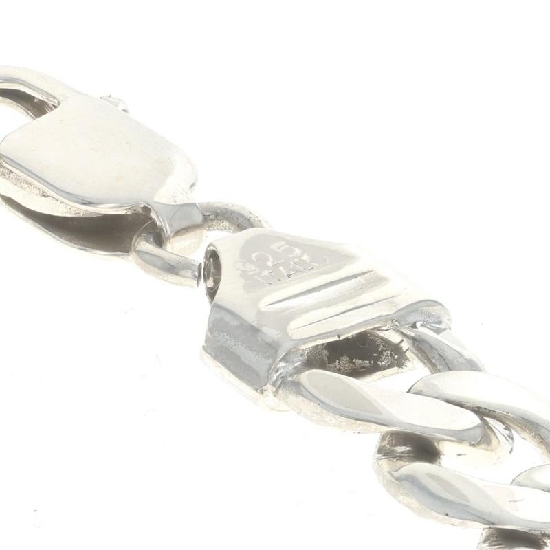 Sterling Silver Diamond Cut Curb Chain Men's Bracelet 9