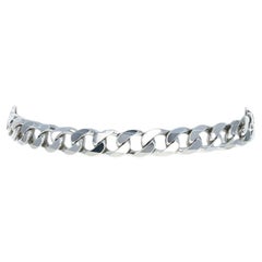 Sterling Silver Diamond Cut Curb Chain Men's Bracelet 9" - 925 Italy