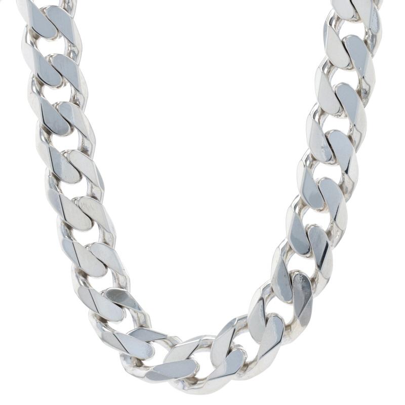 Metal Content: Sterling Silver

Chain Style: Diamond Cut Curb
Necklace Style: Chain
Fastening Type: Lobster Claw Clasp

Measurements
Length: 21 1/2