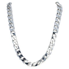 Sterling Silver Diamond Cut Curb Chain Men's Necklace 21 1/2" - 925 Italy
