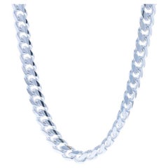 Sterling Silver Diamond Cut Curb Chain Men's Necklace 22" - 925