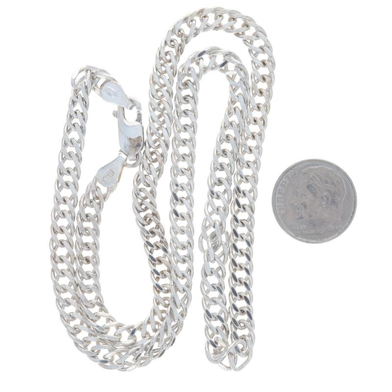 Donna Collana a catena doppia con taglio a diamante in argento Sterling 17 3/4