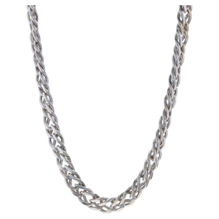 Sterling Silver Diamond Cut Double Curb Chain Necklace 17 3/4" -925 Unisex Italy