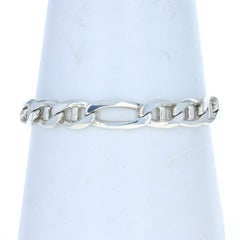 Sterling Silver Diamond Cut Figaro Chain Men's Bracelet 8 1/2" - 925 Italy