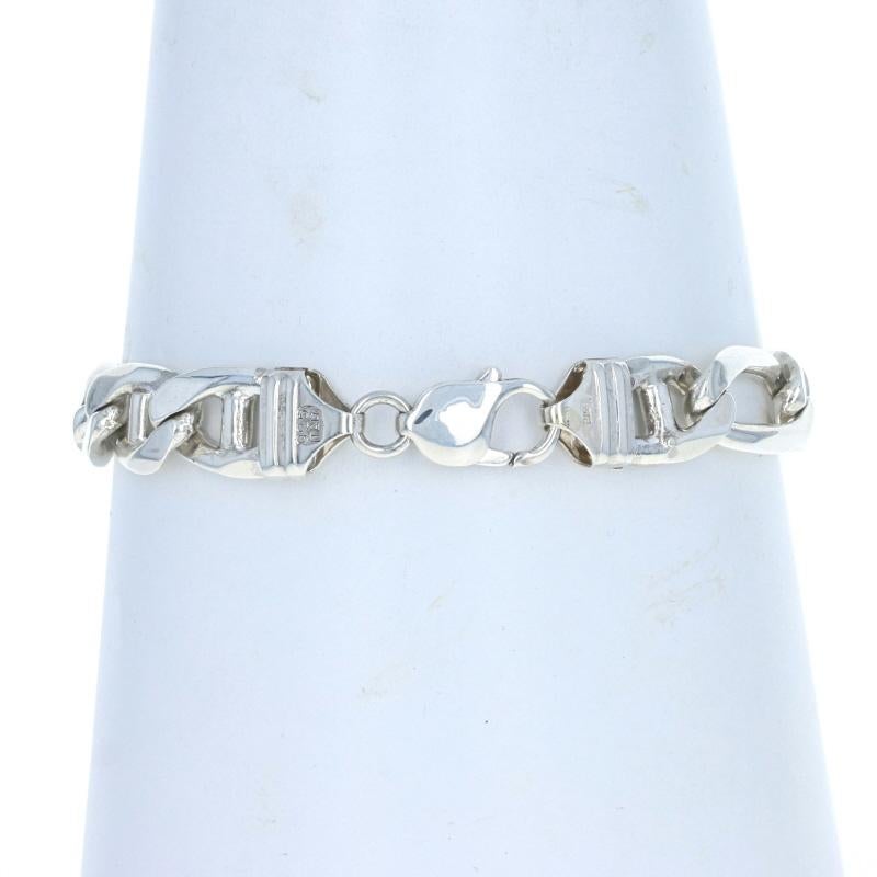 Sterling Silver Diamond Cut Figaro Chain Men's Bracelet 8 1/2