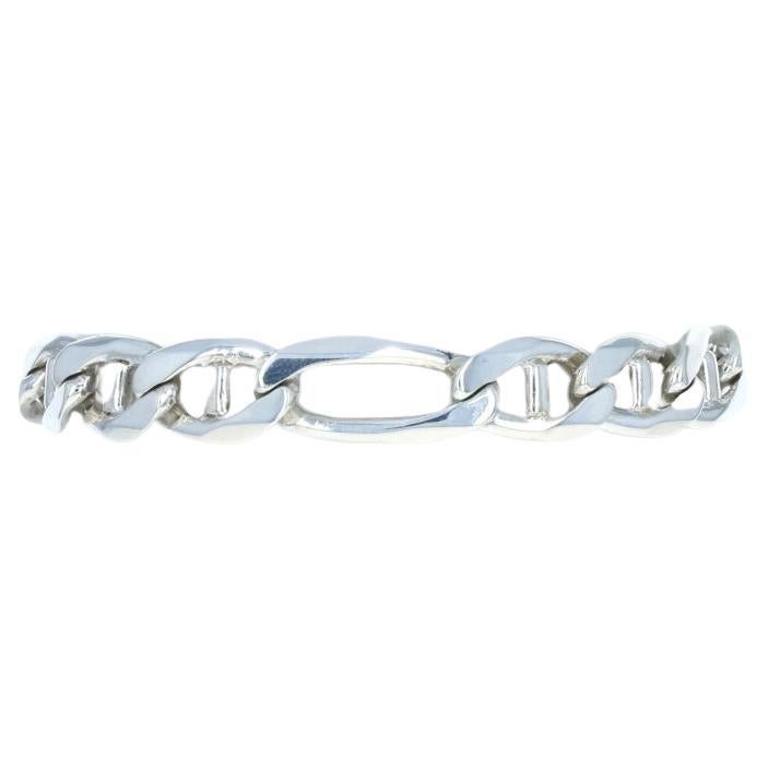 Sterling Silver Diamond Cut Figaro Chain Men's Bracelet 8 1/2" - 925 Italy