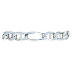 Sterling Silver Diamond Cut Figaro Chain Men's Bracelet 8 1/2" - 925 Italy