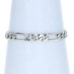 Sterling Silver Diamond Cut Figaro Chain Men's Bracelet 9" - 925 Italy