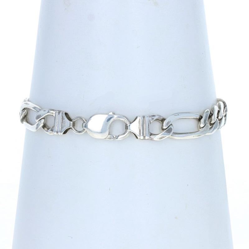 Sterling Silber Diamantschliff Figaro Kette Herrenarmband 9