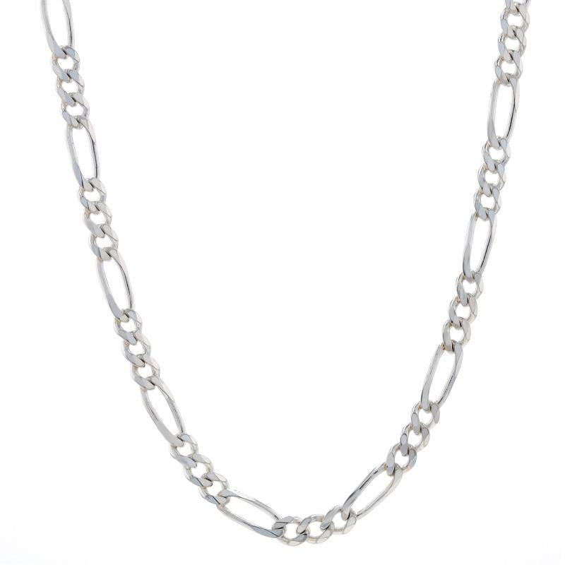 Metal Content: Sterling Silver

Chain Style: Diamond Cut Figaro
Necklace Style: Chain
Fastening Type: Lobster Claw Clasp

Measurements

Length: 23 3/4