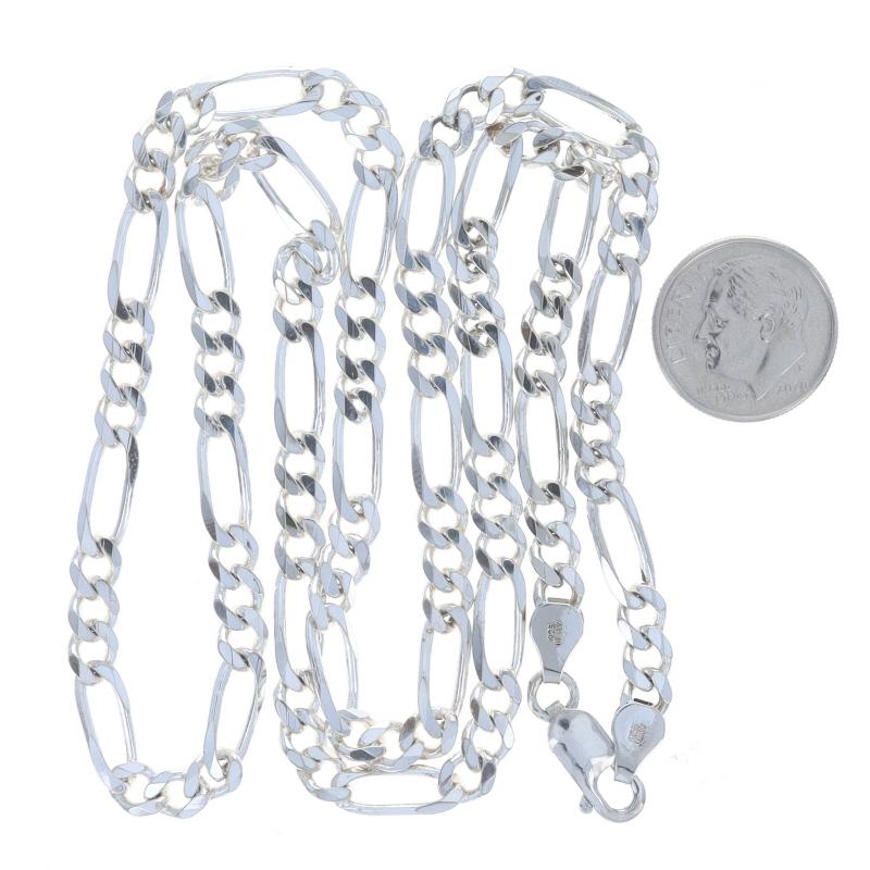 Women's Sterling Silver Diamond Cut Figaro Chain Men's Necklace 23 3/4