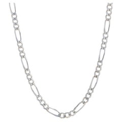 Sterling Silver Diamond Cut Figaro Chain Men's Necklace 23 3/4" - 925 Italy