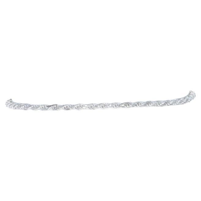 Sterling Silver Diamond Cut Rope Chain Bracelet 8" - 925 Italy For Sale