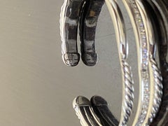 Sterling Silver Diamond David Yurman Tides Three Row Cuff Bracelet