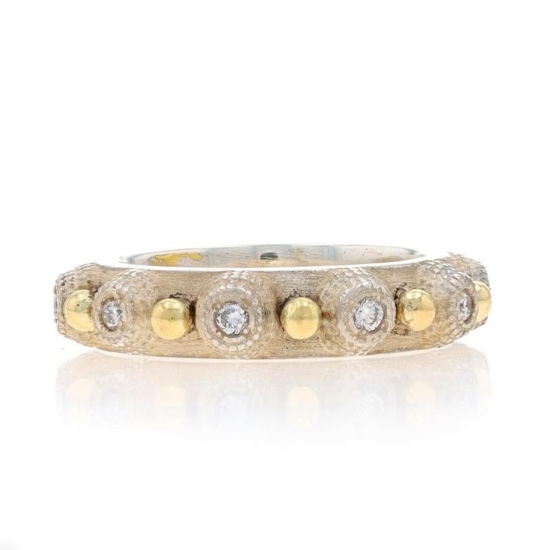 Sterling Silver Diamond Eternity Band - 925 & Gold 14k Round .25ctw Ring Sz 6 In Excellent Condition For Sale In Greensboro, NC