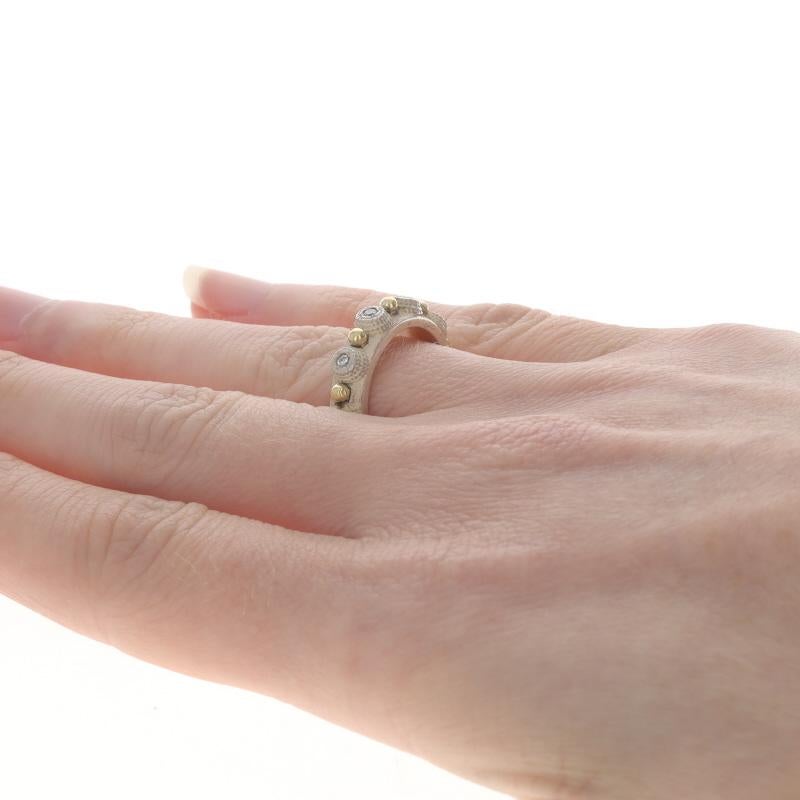 Women's Sterling Silver Diamond Eternity Band - 925 & Gold 14k Round .25ctw Ring Sz 6 For Sale