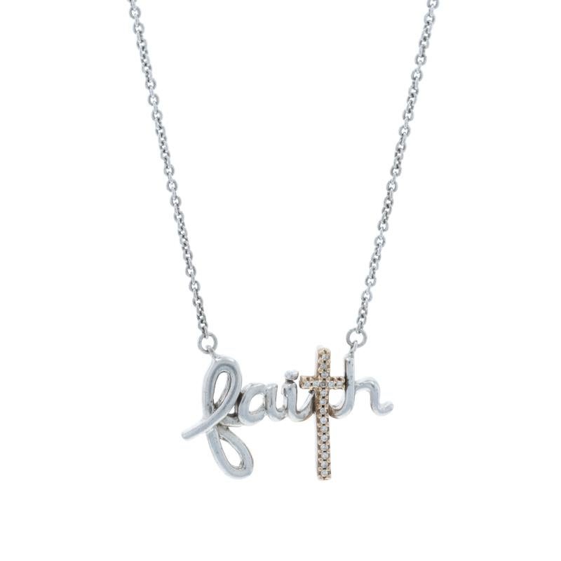 Metall Inhalt: Sterling Silber & 10k Rose Gold

Informationen zu Stein

Natürliche Diamanten
Karat(e): .05ctw
Schnitt: Einfach

Stil: Bar, Namensschild
Kette Stil: Kabel
Halskette Stil: Kette
Verschluss-Typ: Losbter-Klauen-Verschluss
Thema: Glaube,