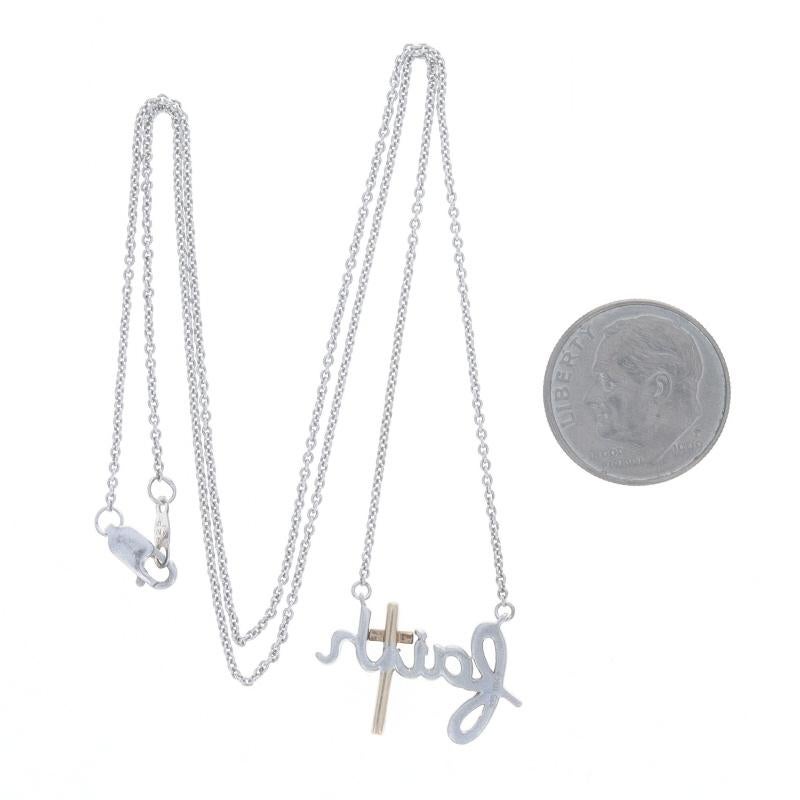 Sterling Silber Diamant Glaube Bar Anhänger Halskette 18