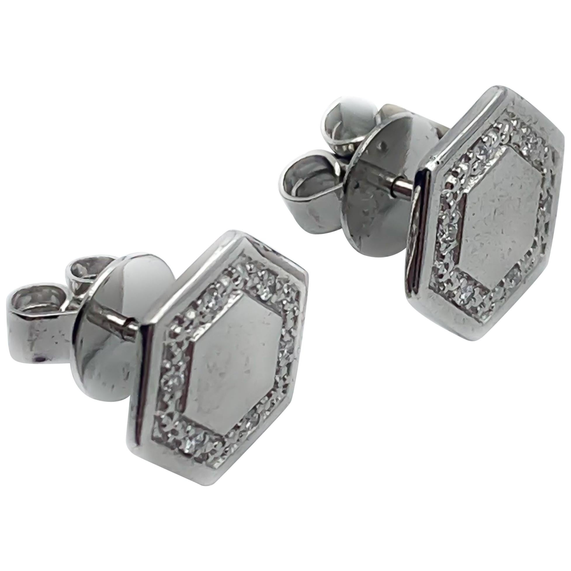 Sterling Silver & Diamond Geometric Earring Pendants