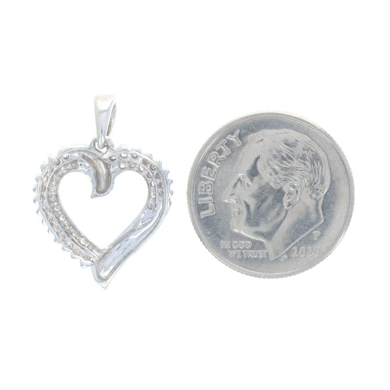 Women's Sterling Silver Diamond Heart Pendant - 925 Round Cut .15ctw Love For Sale