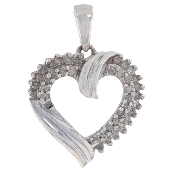 Sterling Silver Diamond Heart Pendant - 925 Round Cut .15ctw Love For Sale