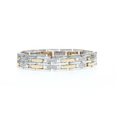 Sterling Silver Diamond Men's Bracelet 8 3/4" - 925 14k Single Cut .70ctw