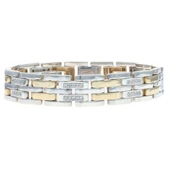 Bracciale da uomo in argento sterling con diamanti da 8 3/4" - 925 14k taglio singolo .70ctw