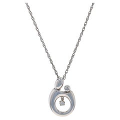 Sterling Silver Diamond Mother & Child Necklace 18" -925 Round Family Love Moves