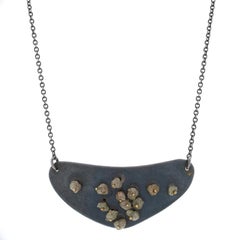 Sterling Silver Diamond Necklace 18 1/4" - 925 & 14k Gold Rough, Drilled 1/2ctw