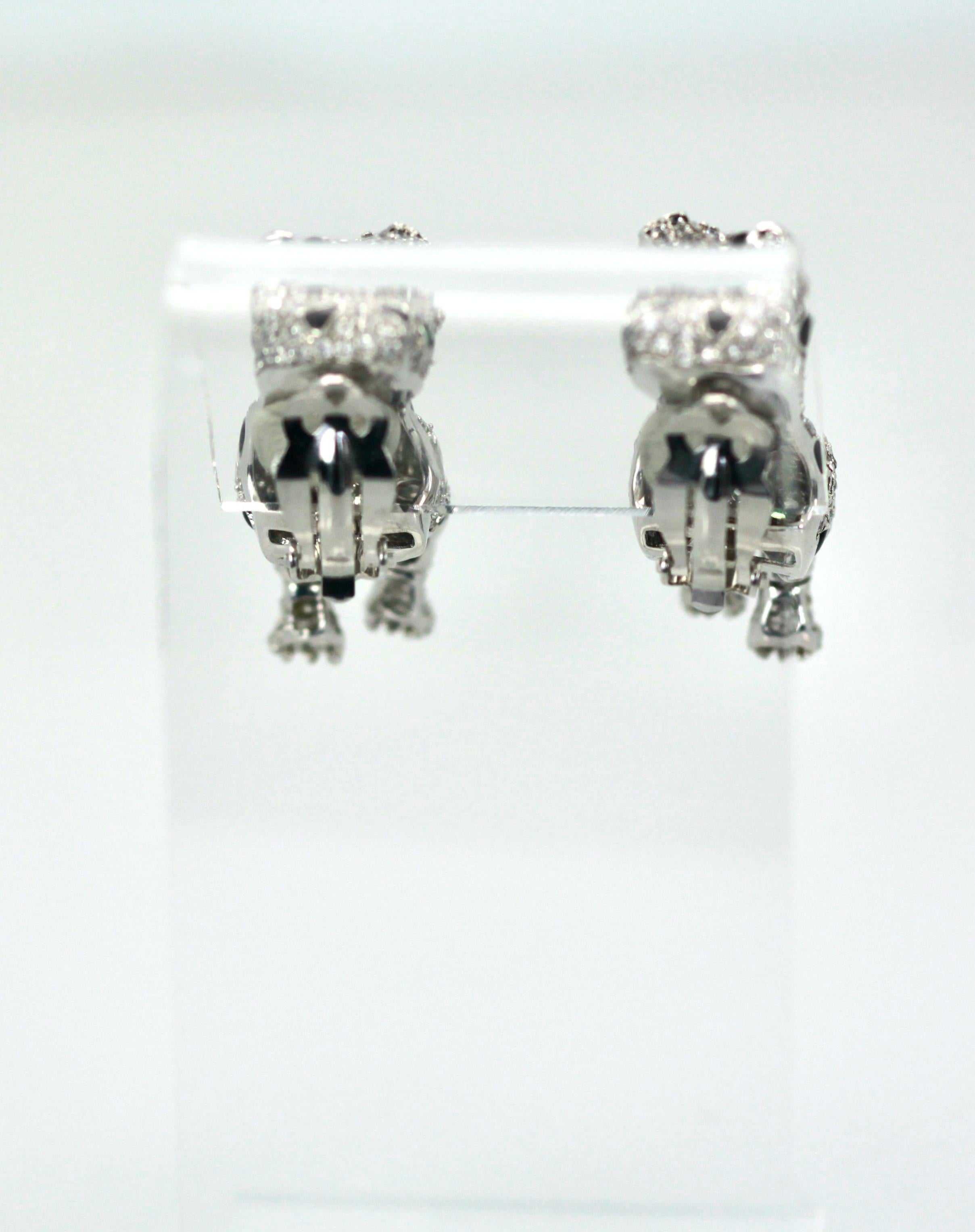 Panther-Ohrringe aus Sterlingsilber mit Diamanten und Onyx Tremblant im Zustand „Hervorragend“ im Angebot in North Hollywood, CA