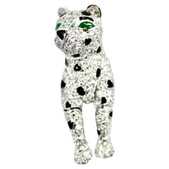 Panther-Ohrringe aus Sterlingsilber mit Diamanten und Onyx Tremblant