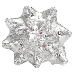 Sterling Silber Diamant Rosa Saphir Muschel-Cocktailring 