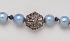 Diamond Sterling Puff Charm Akoya Pearl Bracelet