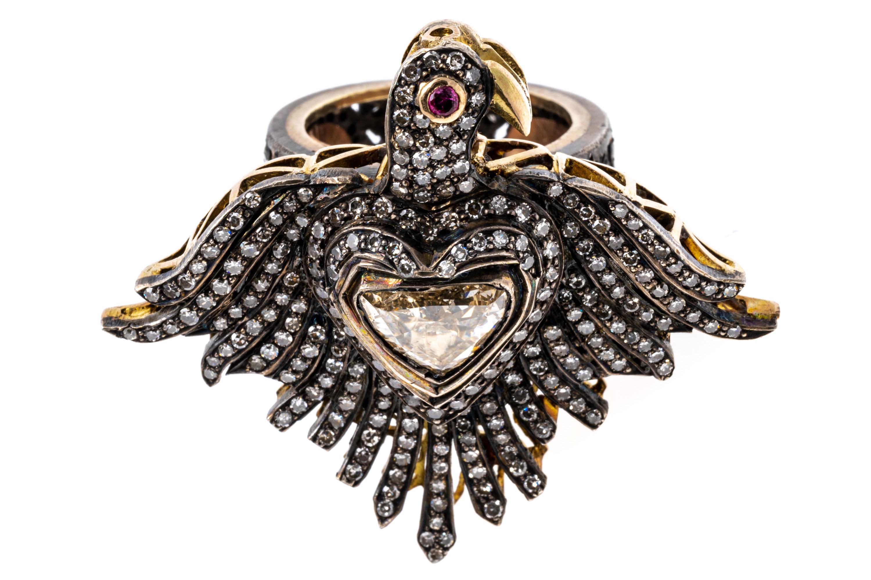 Sterling Silver Diamond Rising Eagle Ring, App. 2.50 TCW For Sale 2