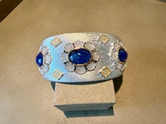 Sterling Silver Diamond Tanzanite cuff bracelet