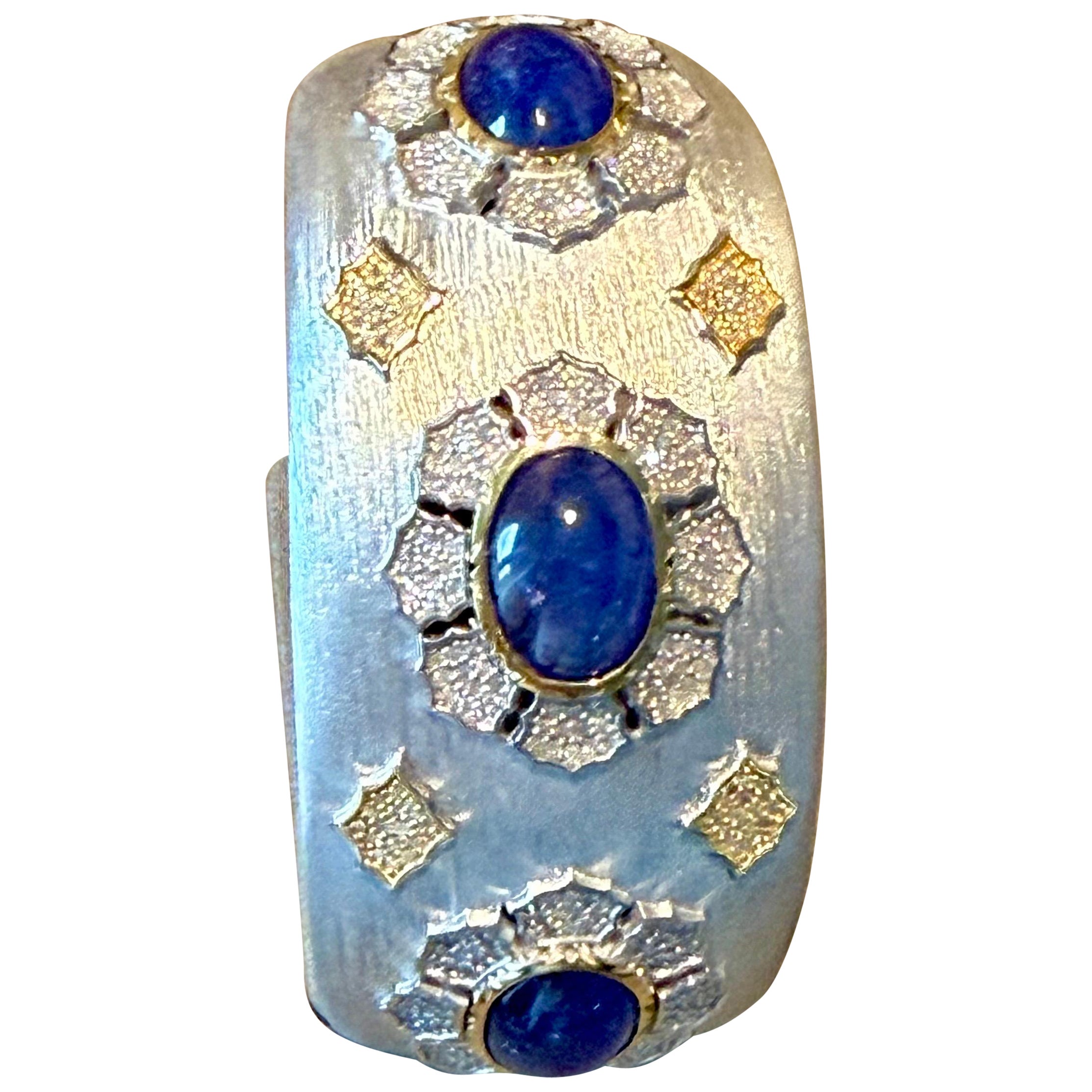 Sterling Silver Diamond Tanzanite cuff bracelet