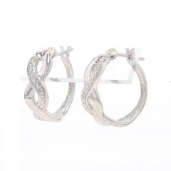 Sterlingsilber Diamant-Ohrringe mit gedrehten Creolen - 925 einzeln durchbohrt