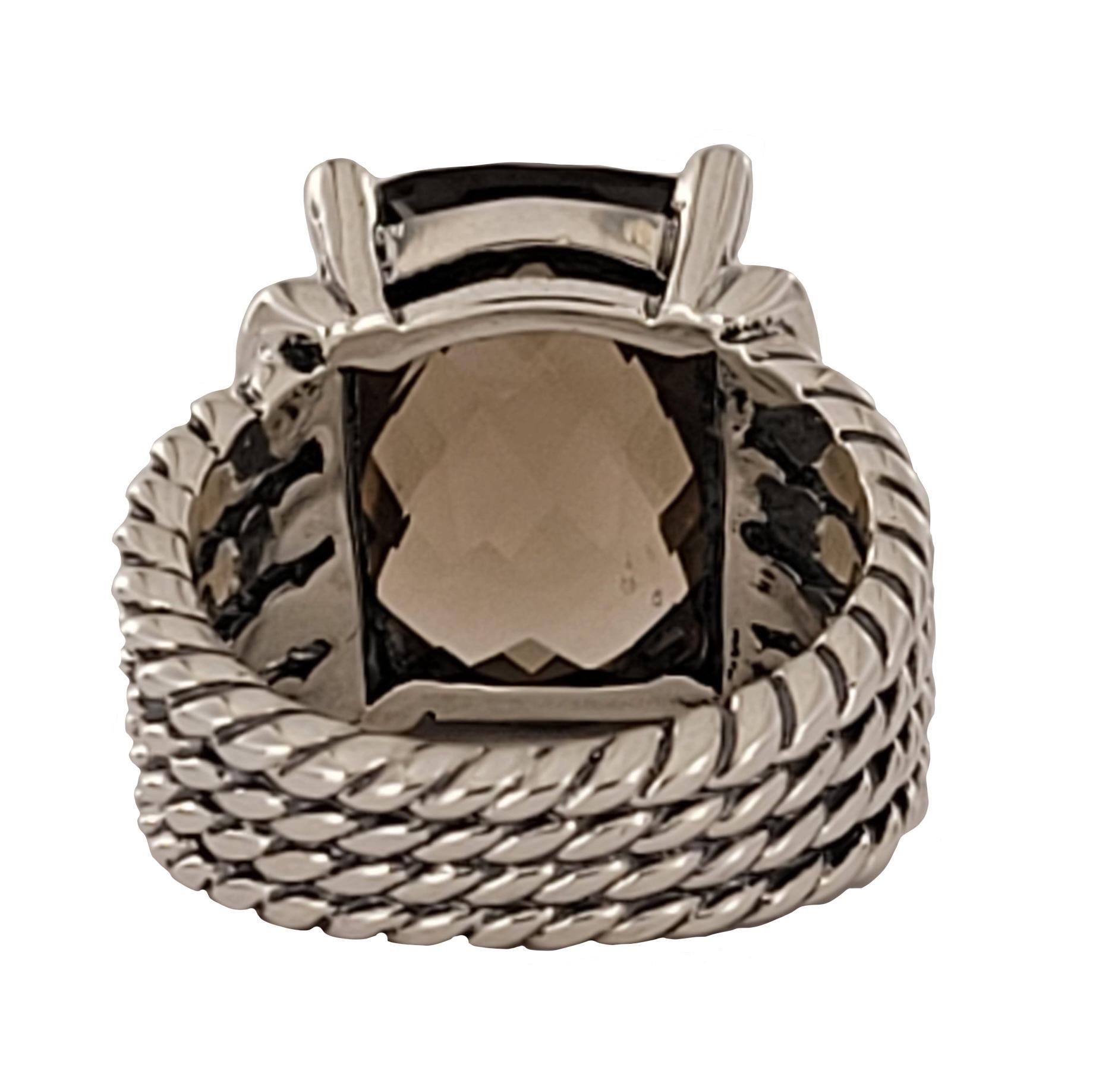 Anello con diamante Wheaton in argento sterling e quarzo fumé In condizioni Nuovo in vendita a New York, NY