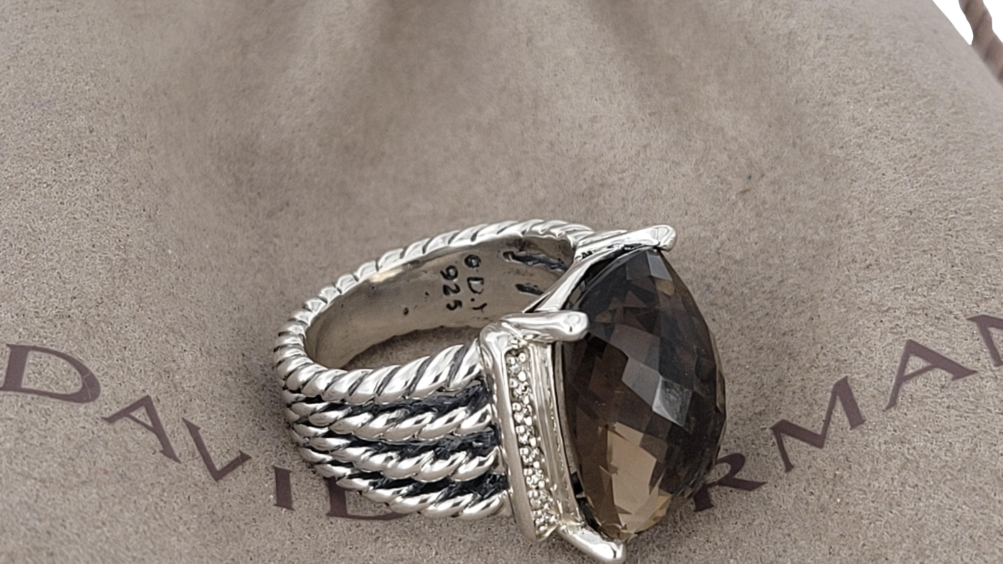 Anello con diamante Wheaton in argento sterling e quarzo fumé in vendita 1