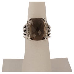 Sterlingsilber-Diamant-Wheaton-Rauchquarz-Ring