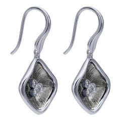 Sterling Silver, Diamonds and Black Rhodium Drop Earrings