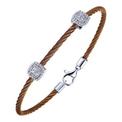 Sterling Silver, Diamonds and Stainless Steel Chocolate Bangle