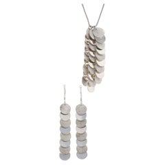 Ensemble de boucles d'oreilles et de colliers en argent sterling - 925 Circles Ajustable