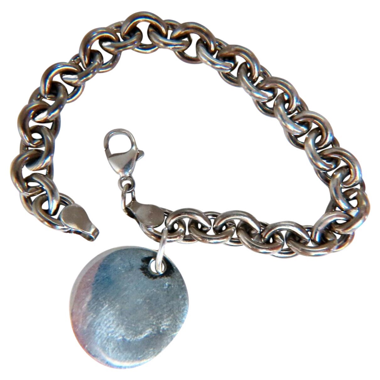 Sterling Silver Disc Toggle Charm Link Bracelet* For Sale